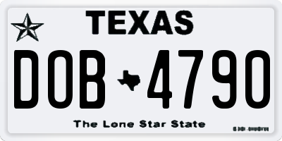 TX license plate DOB4790