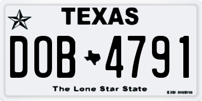 TX license plate DOB4791