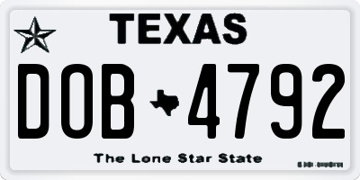 TX license plate DOB4792