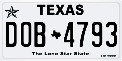 TX license plate DOB4793