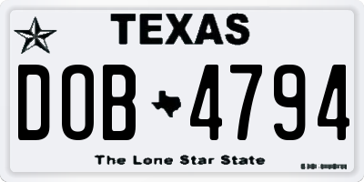 TX license plate DOB4794