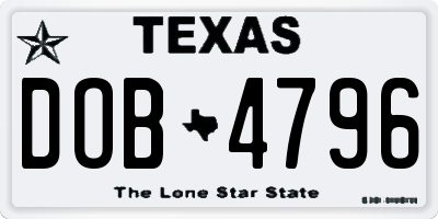 TX license plate DOB4796