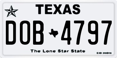 TX license plate DOB4797