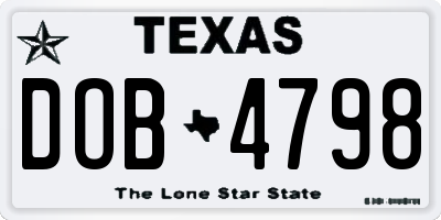 TX license plate DOB4798