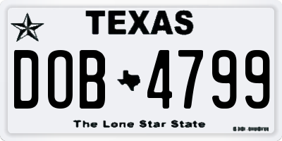 TX license plate DOB4799