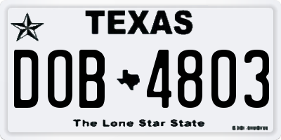 TX license plate DOB4803