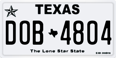 TX license plate DOB4804