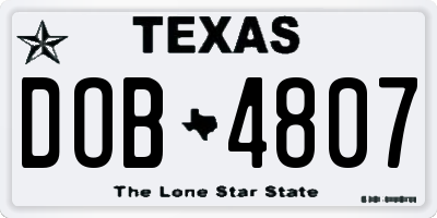 TX license plate DOB4807