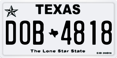 TX license plate DOB4818