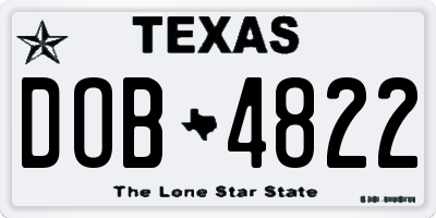 TX license plate DOB4822