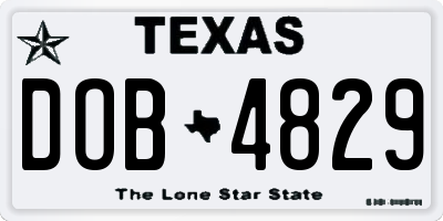 TX license plate DOB4829