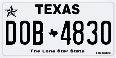 TX license plate DOB4830