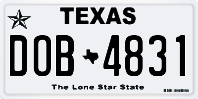 TX license plate DOB4831