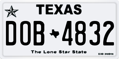TX license plate DOB4832