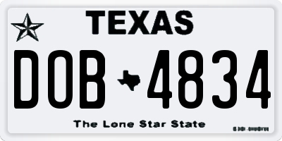 TX license plate DOB4834
