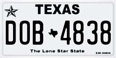 TX license plate DOB4838