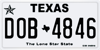 TX license plate DOB4846
