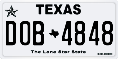 TX license plate DOB4848