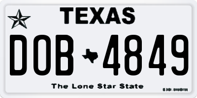 TX license plate DOB4849