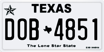 TX license plate DOB4851