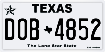 TX license plate DOB4852