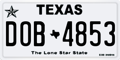 TX license plate DOB4853