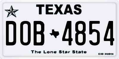 TX license plate DOB4854
