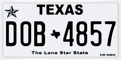TX license plate DOB4857