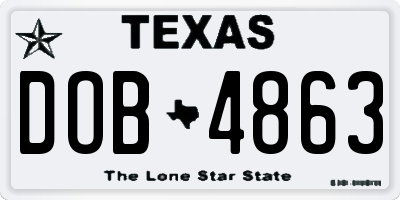 TX license plate DOB4863
