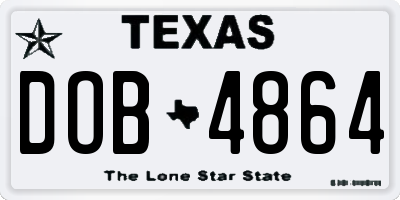 TX license plate DOB4864