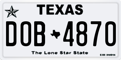 TX license plate DOB4870
