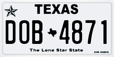 TX license plate DOB4871