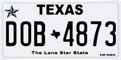 TX license plate DOB4873