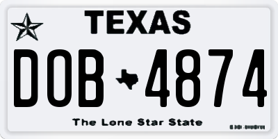 TX license plate DOB4874