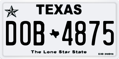TX license plate DOB4875