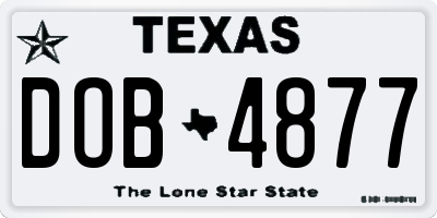 TX license plate DOB4877
