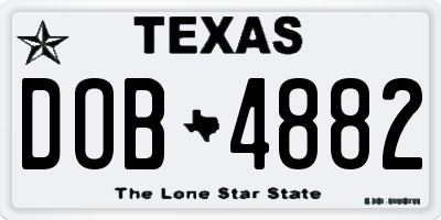 TX license plate DOB4882