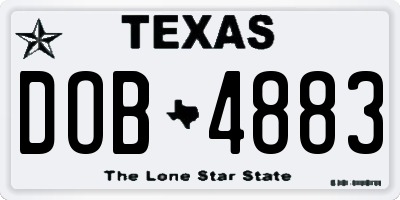 TX license plate DOB4883