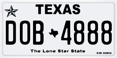 TX license plate DOB4888