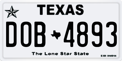 TX license plate DOB4893