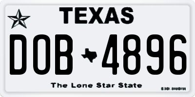 TX license plate DOB4896