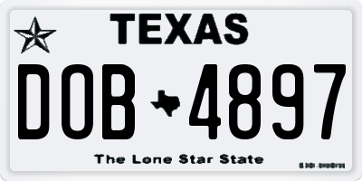 TX license plate DOB4897