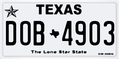 TX license plate DOB4903