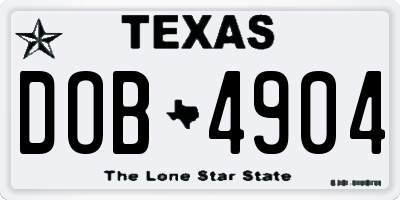 TX license plate DOB4904