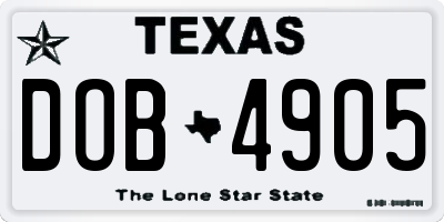 TX license plate DOB4905