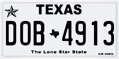TX license plate DOB4913