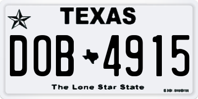 TX license plate DOB4915