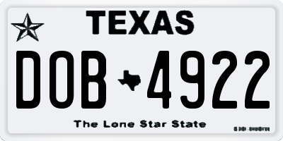 TX license plate DOB4922