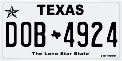 TX license plate DOB4924