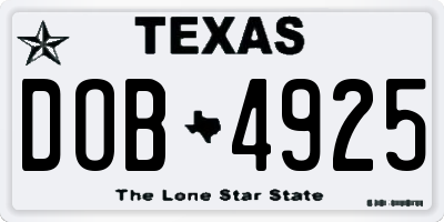 TX license plate DOB4925